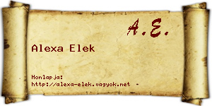 Alexa Elek névjegykártya